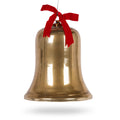 Mercury Gold Glass Bell Ornament with Red Velvet Ribbon