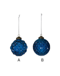 Textural Opaque Blue Glass Ball Ornament