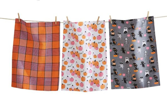 Costume Cat & Pumpkin Dishtowel Set