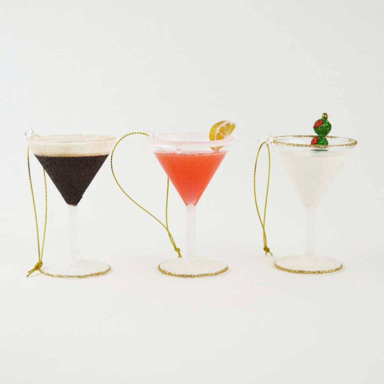 Martini 3pc Glass Ornament Set