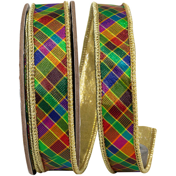 Plaid Metallic Jewel Tone- Gold Backed