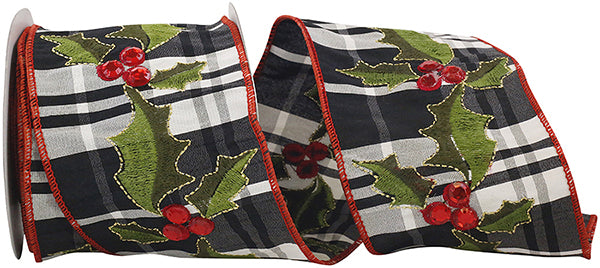 Plaid Holly Jewel Ribbon