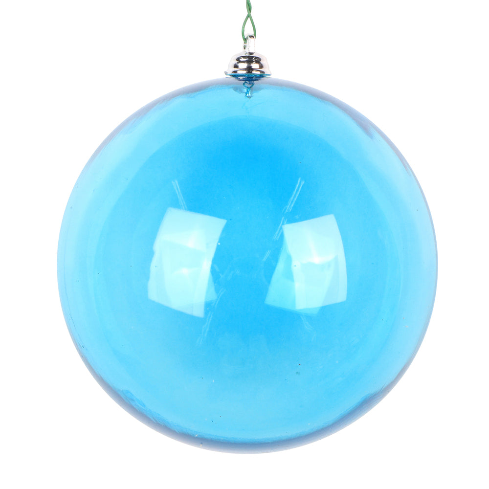 Turquoise Matte Clear Ball Ornament