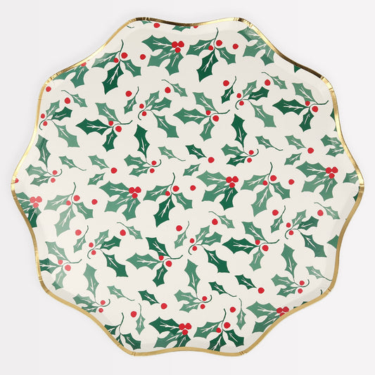 Holly Pattern Dinner Plates - Mistletoe Market