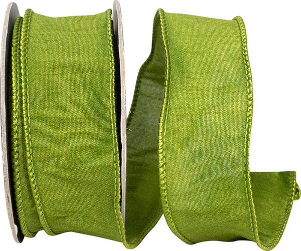 Custom Color Dupioni Ribbon- Moss
