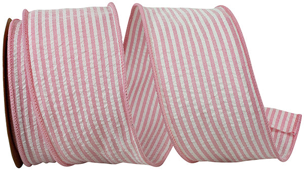 Seersucker Stripe Ribbon- Pink
