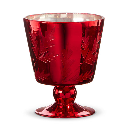 Red Leaf Pattern Mercury Glass Vase