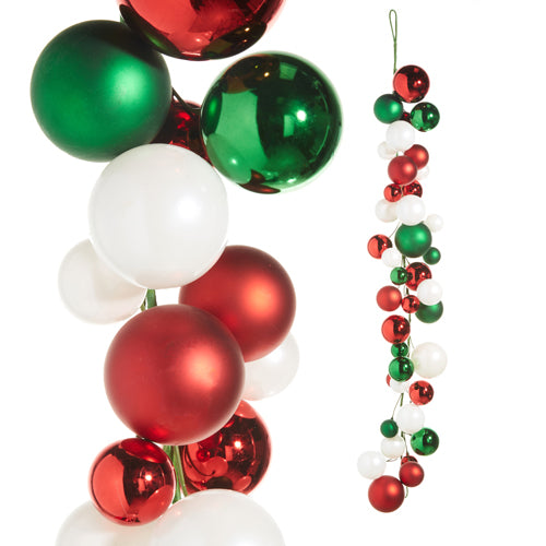 Red, Green & Pearl Ball Garland