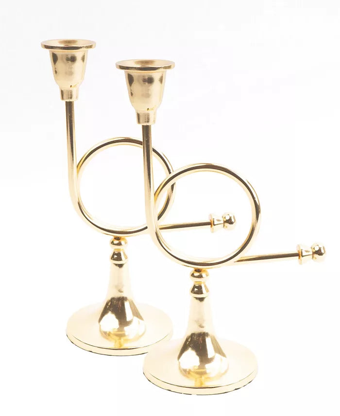 French Horn Candlestick-Gold