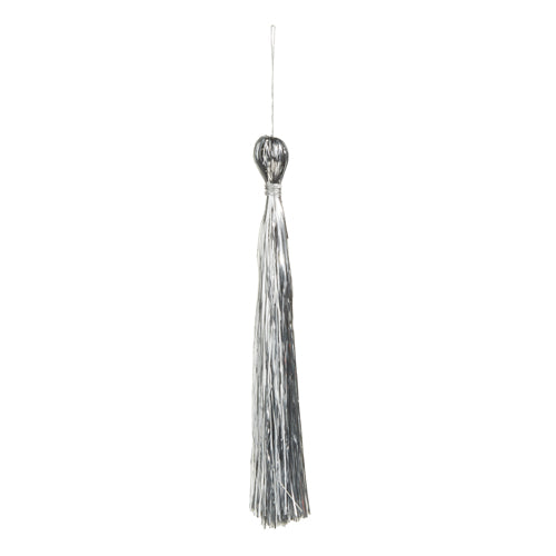 Silver Tinsel Tassel Ornament