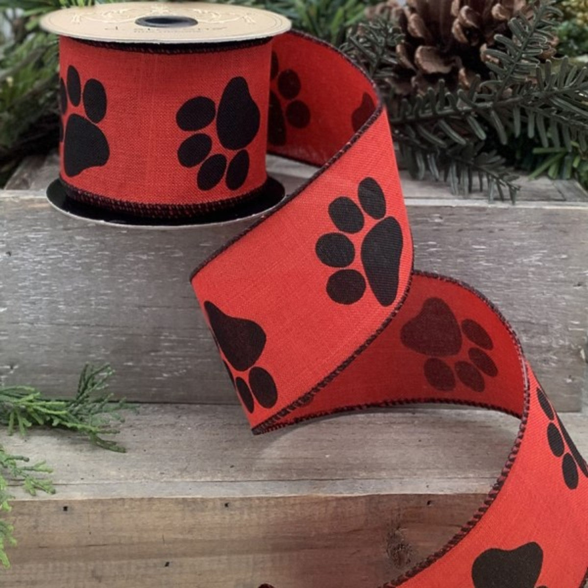 Paw Print Ribbon- Red/Black