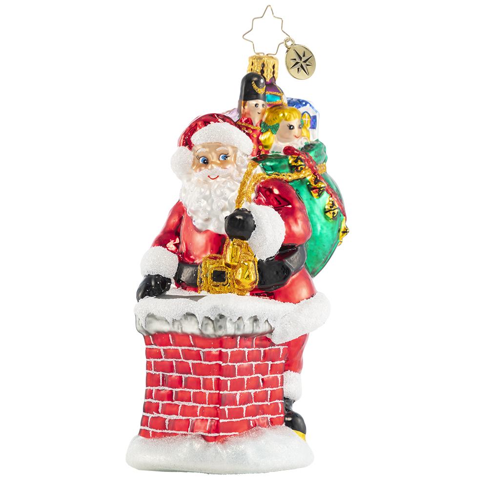 Down the Chimney He Goes Ornament
