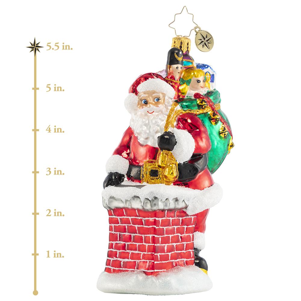 Down the Chimney He Goes Ornament