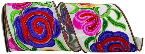 Floral Embroidery Stitches Ribbon
