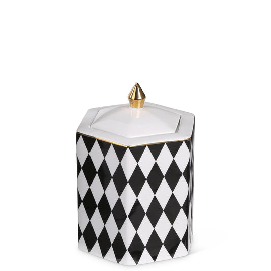 Black & White Harlequin Container with Lid