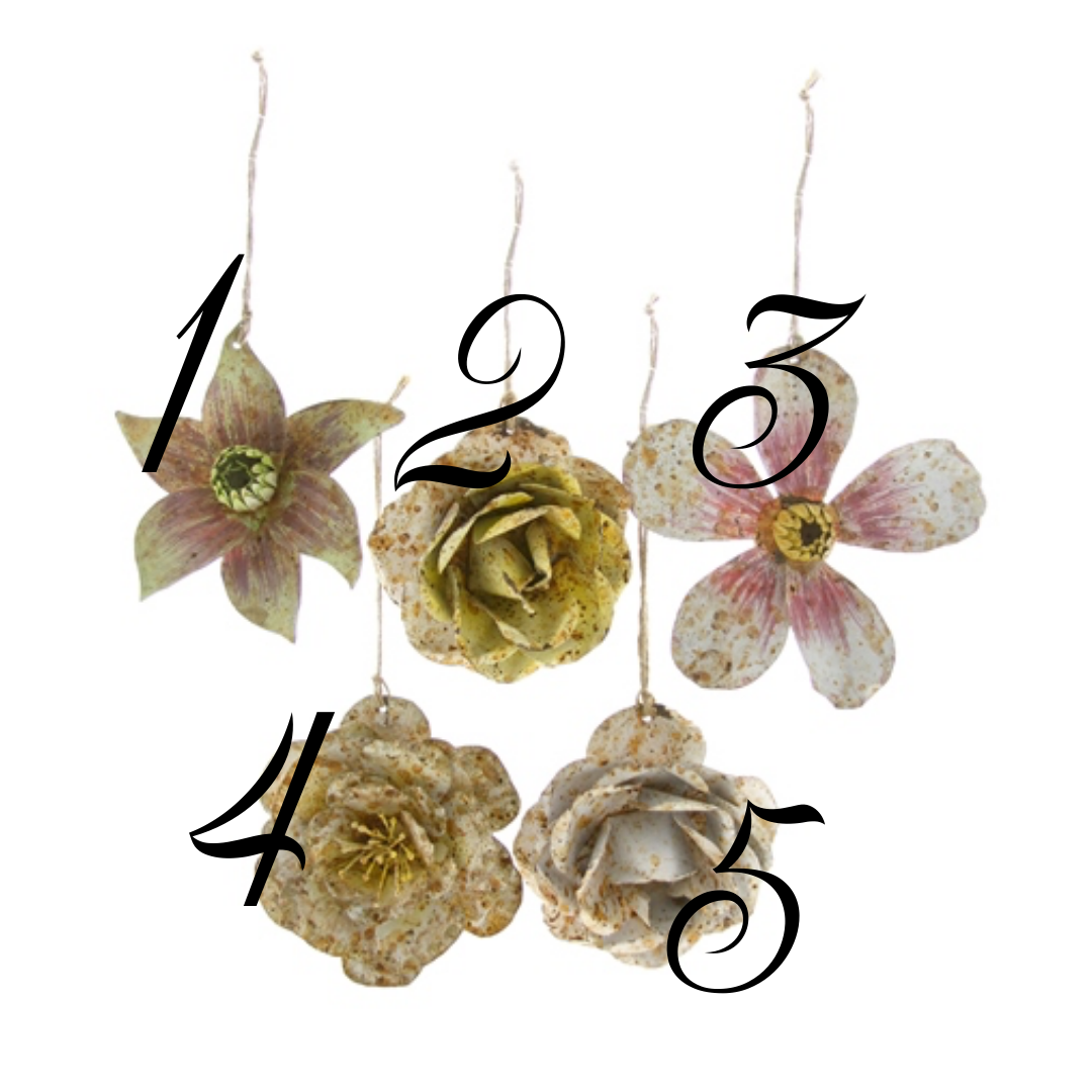 Tin Flower Ornaments, Multiple Styles