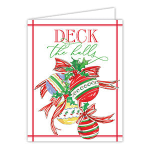 Deck The Halls Handpainted Ornaments Greeting Card