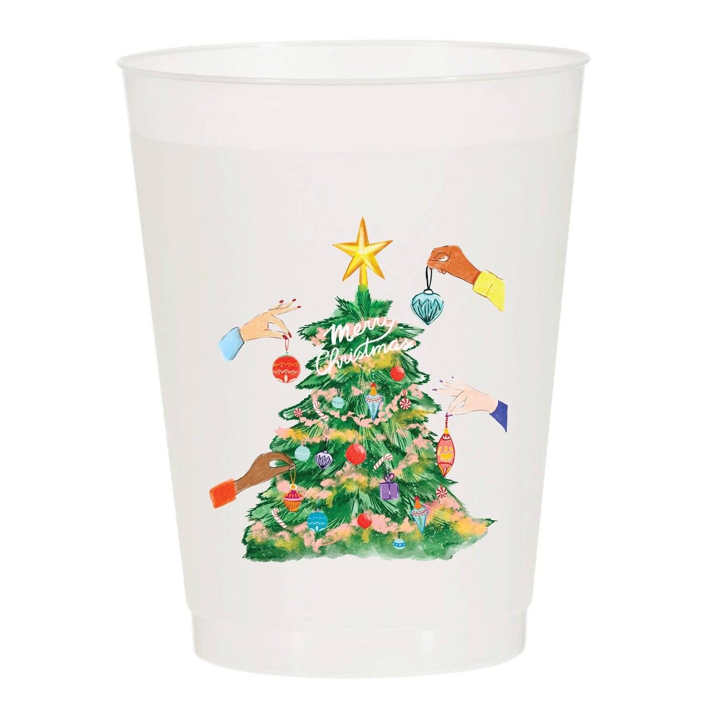 Merry Christmas Tree Ornaments Reusable Cups