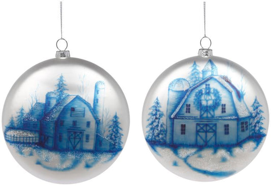 5" Delft Christmas Scene Ornament