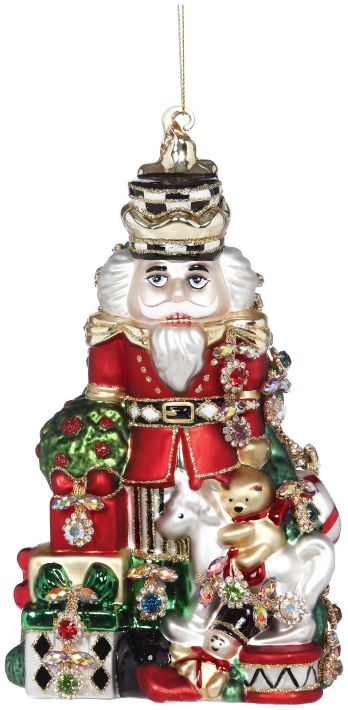 Jeweled Nutcracker Ornament 8"