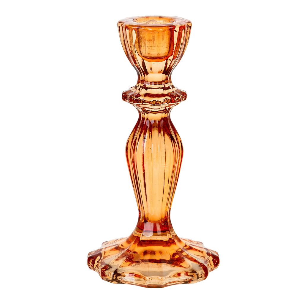 Orange Glass Candlestick Holder, More Sizes
