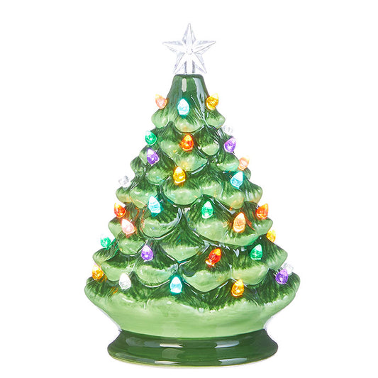Vintage Lighted Tree with Timer- Green