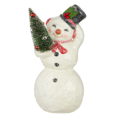 8.25" Snowman Holding Tree