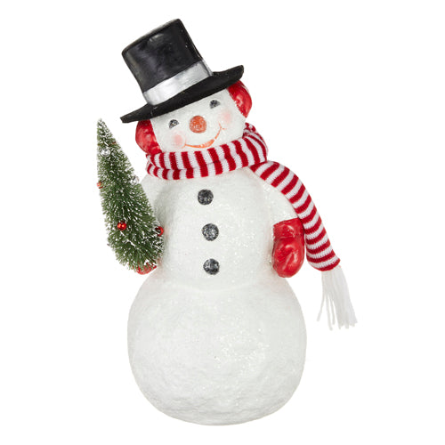 12.75" Snowman Holding Tree