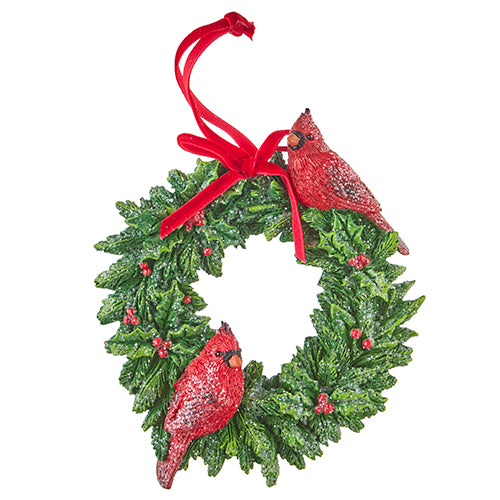 Wreath with Cardinals Ornament