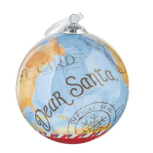 Dear Santa Map Ball Ornament