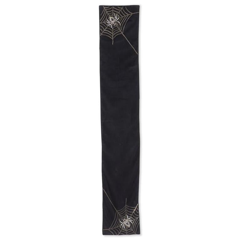 Black Velvet Runner with Chain Web & Beaded Spider