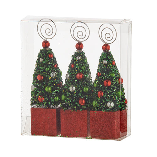 Bottle Brush Tree Card Holders- Set of 3