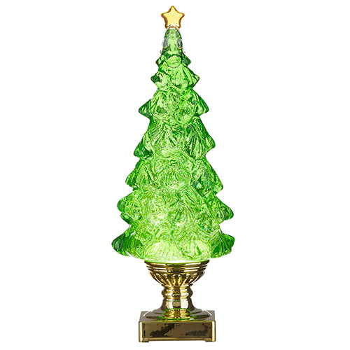 Green Lighted Swirling Glitter Tree