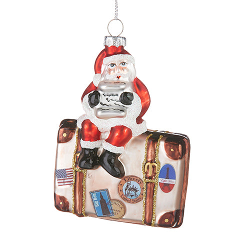 Santa On Luggage Ornament