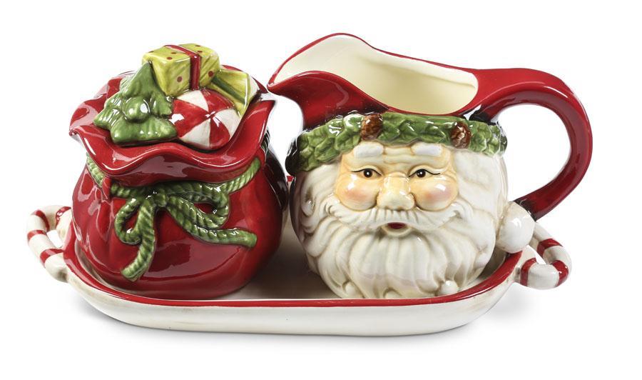 Santa & Gift Bag Sugar and Creamer Set