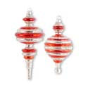 Assorted Red and Silver Striped Finial Ornaments (2 Styles)