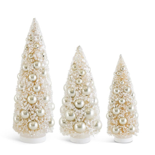 Cream Bottle Brush Tree with Champagne Colored Ornament