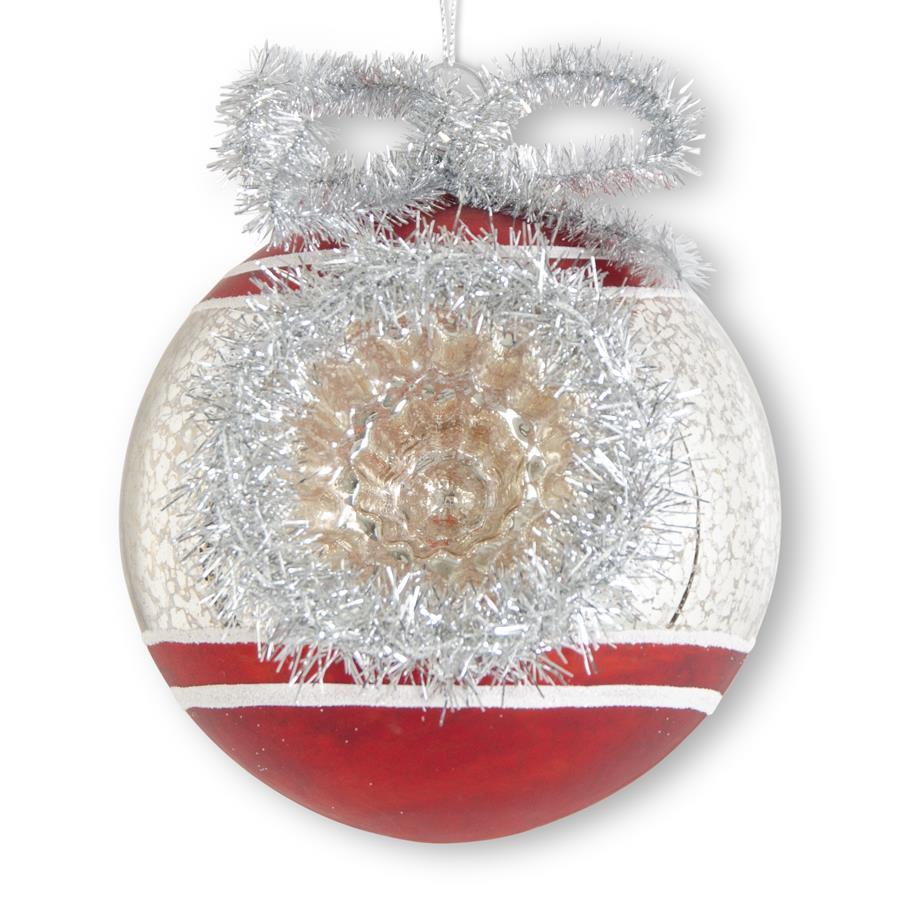 Red & Silver Mercury Glass Open Front Ornament