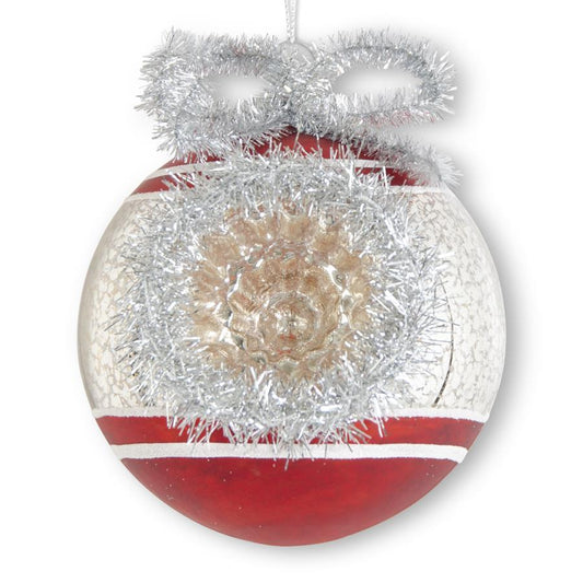 Red & Silver Mercury Glass Open Front Ornament