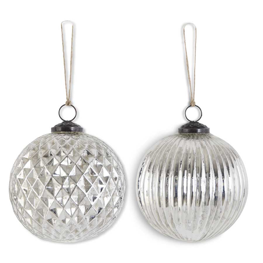 Assorted 5 Inch Silver Mercury Glass Ornaments (2 Styles)