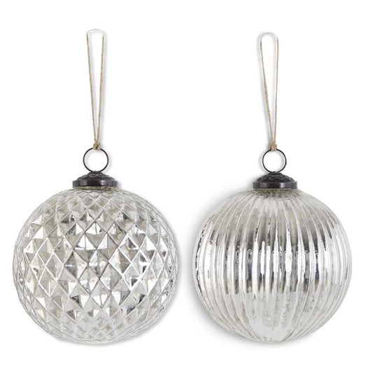 Assorted 5 Inch Silver Mercury Glass Ornaments (2 Styles)