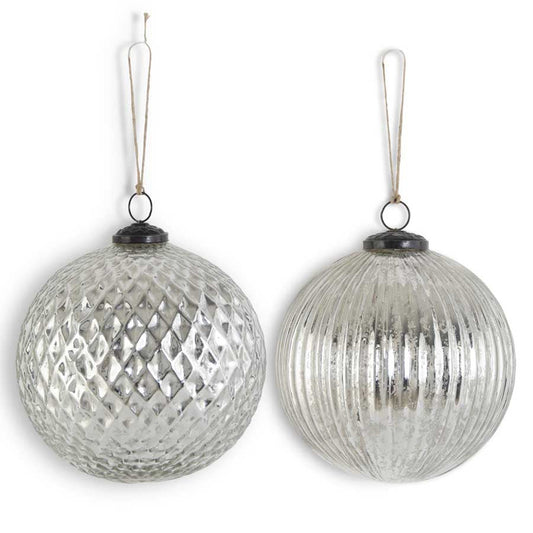 Assorted 6 Inch Silver Mercury Glass Ornaments (2 Styles)