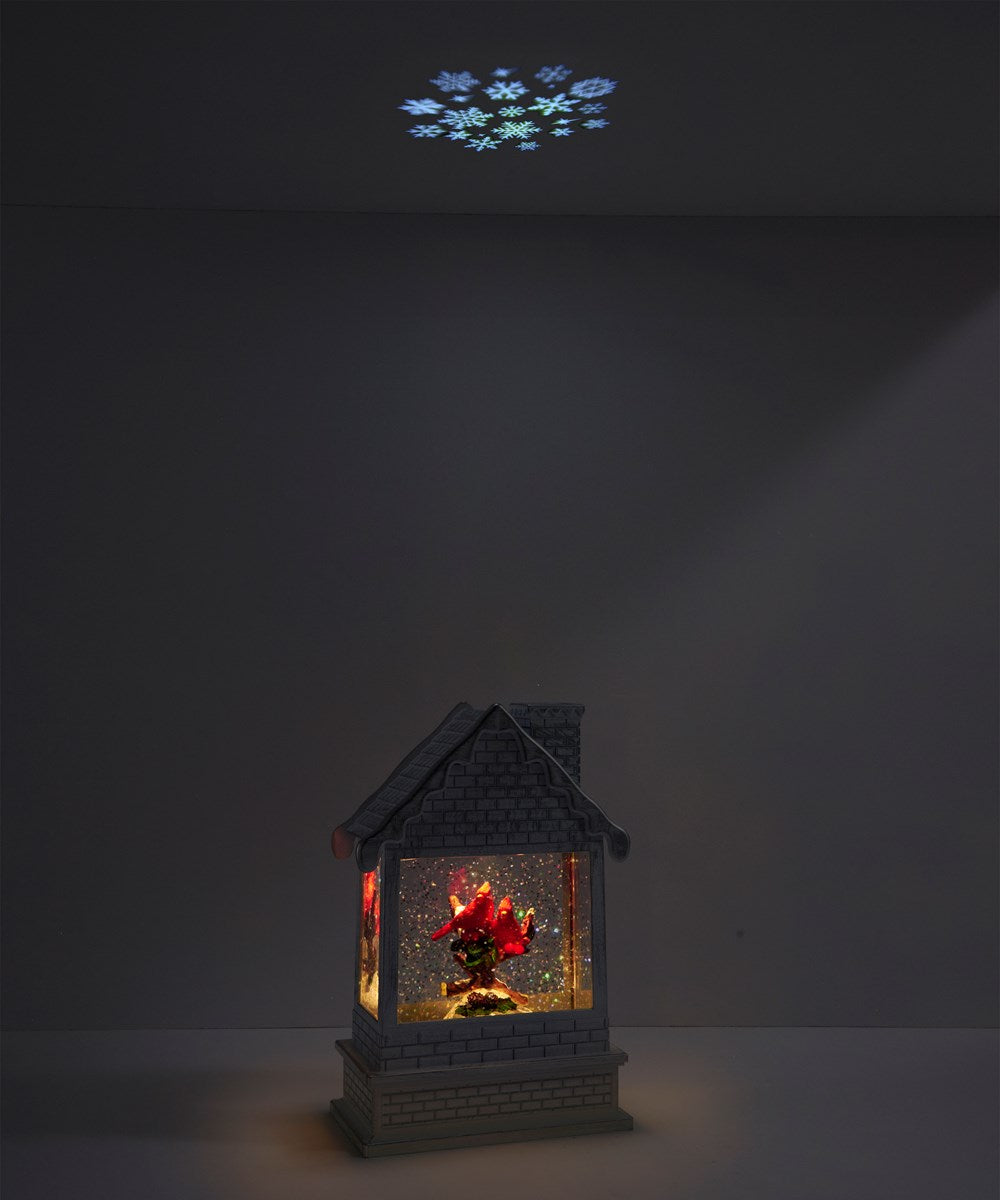 LED House Water Lantern w/Projector - Cardinal