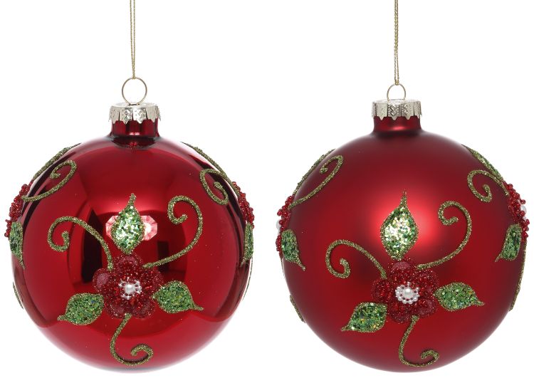 Holly Jeweled Ball Ornament