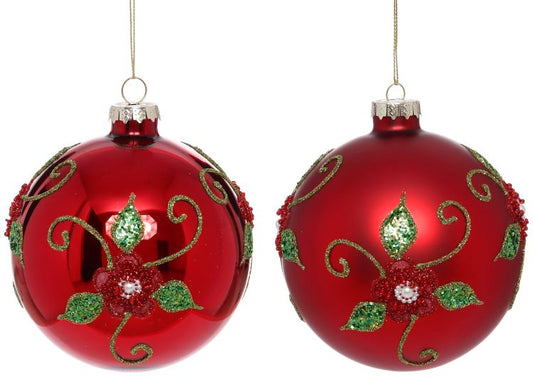 Holly Jeweled Ball Ornament