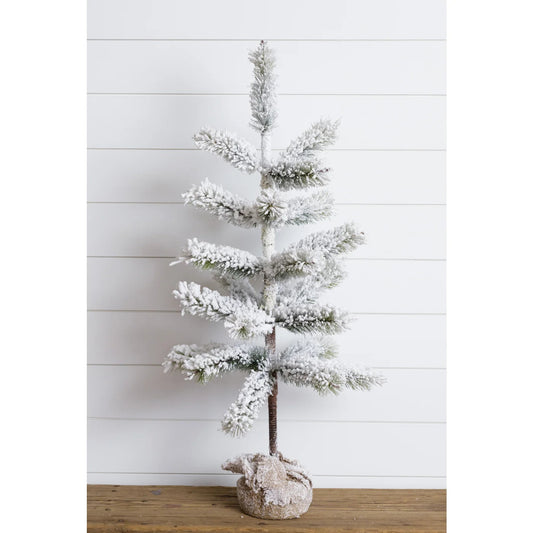 Frosted Table Top Tree with Burlap Base