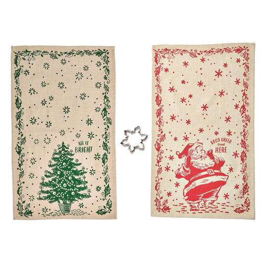 Jolly Dish Towel with Snowflake Cookie Cutter