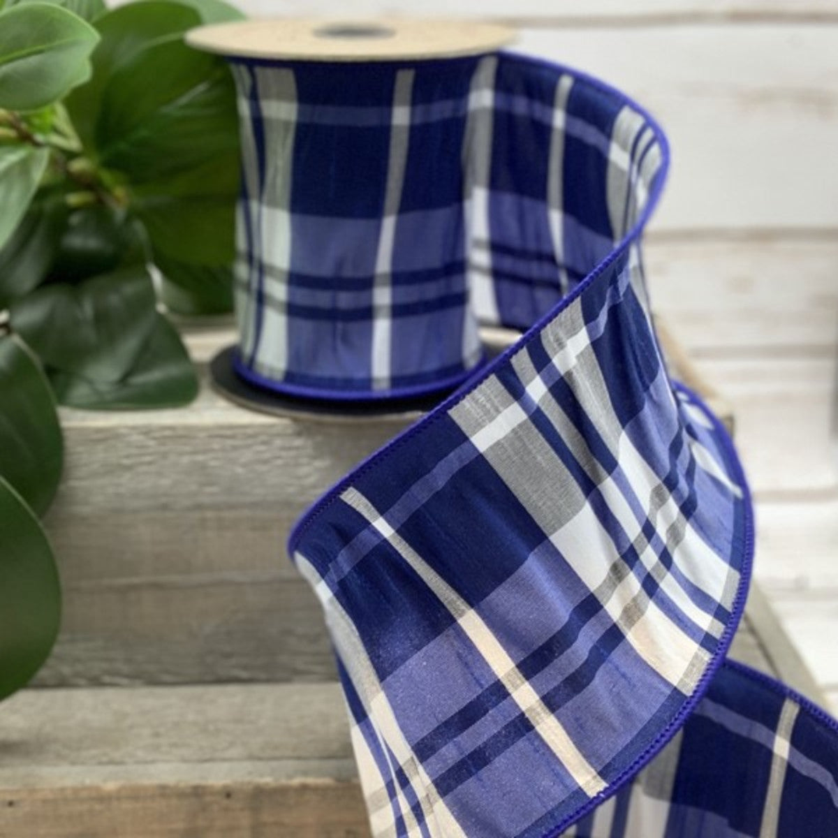 Kentley Plaid Ribbon- Blue/White