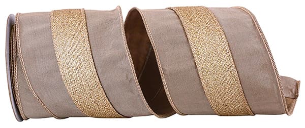 Champagne Satin Metallic Lame Center Ribbon