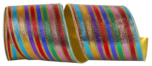 Multi Color Metallic Lame Jewel Stripe Ribbon